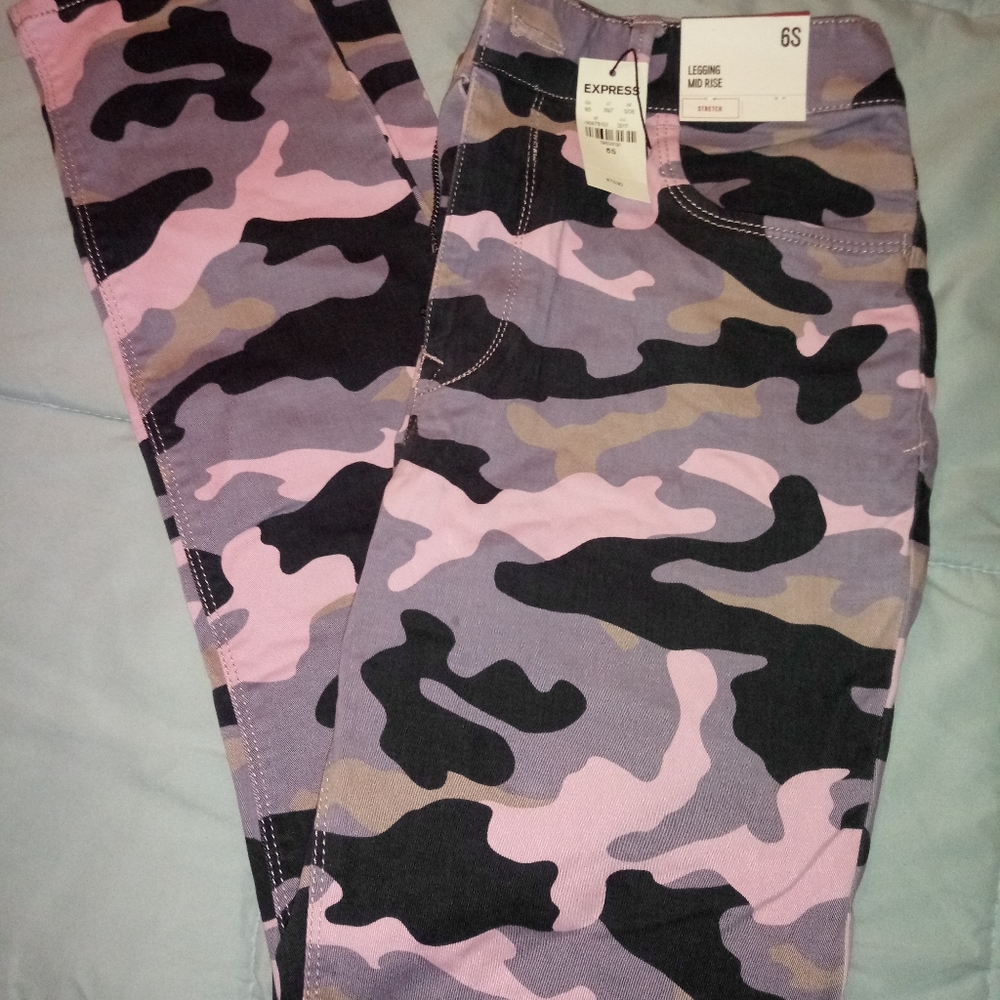 Pink army stretch jeans